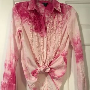 Tie Dye Ruffle Gant Top Blouse